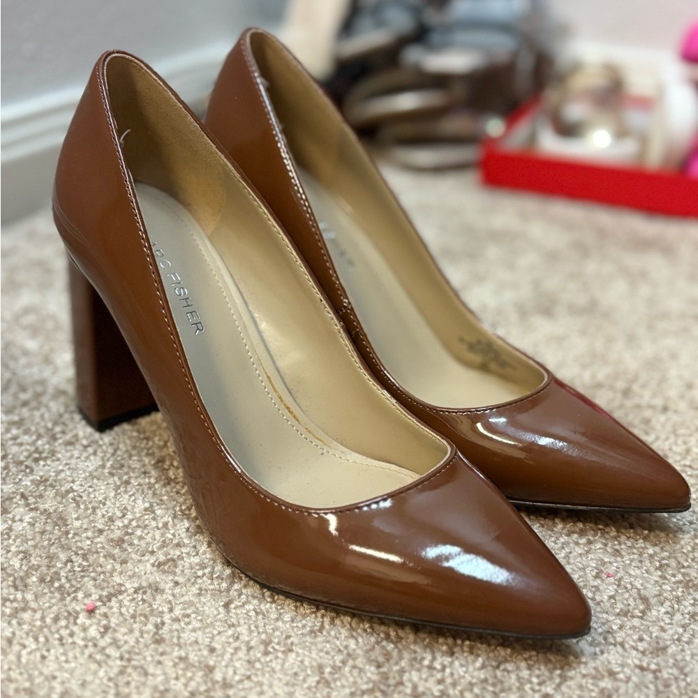 Marc Fisher Glossy Brown Heels